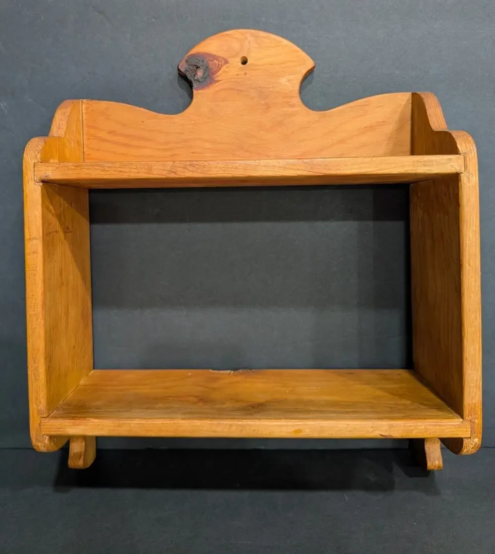 Vintage Pine Wall Shelf Handmade Scalloped Top Farmhouse Spice Rack Cottagecor